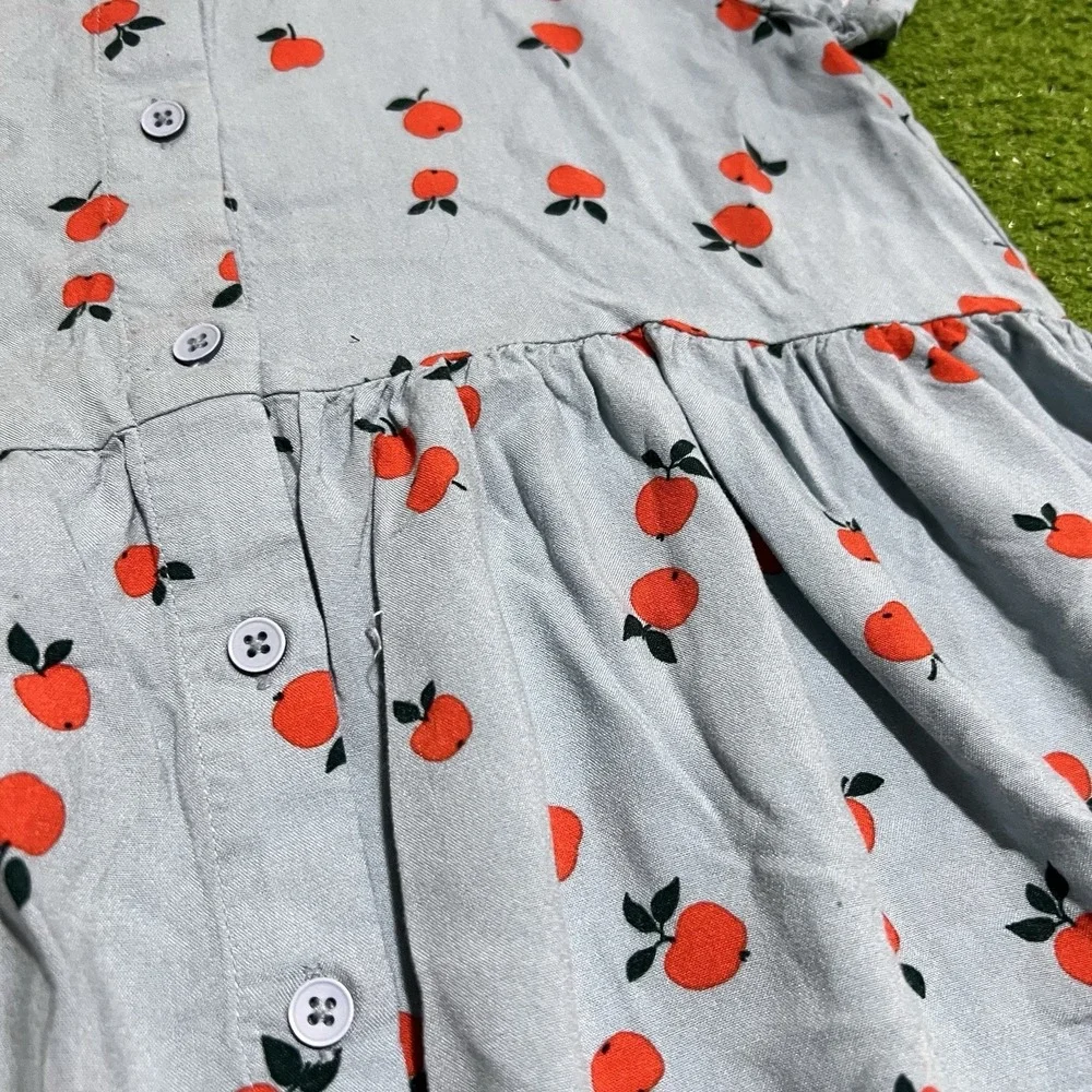 Hanna Andersson Twirl Skater Dress Size 12 (150 Cm) Blue Apple Print Summertime‎
